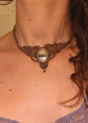 collana Choker in micromacrame con agata dendritica, marque: Witch, état: Très bon état, 40,00 €, 42,70 € Protection acheteurs incluse