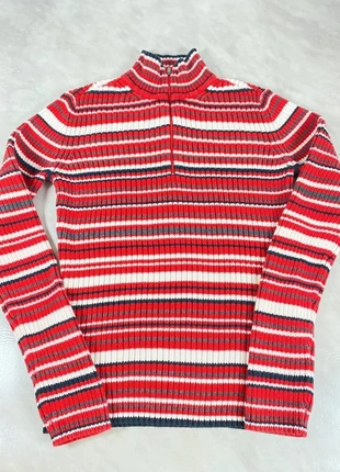 Pull Tommy Hilfiger rayé rouge bleu blanc S femme ajusté – col zip premium côtelé rare Code 072N, marque: Tommy Hilfiger, état: Très bon état, taille: S / 36 / 8, 28,00 €, 30,10 € Protection acheteurs (Pro) incluse