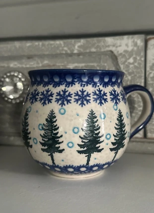 Bolesławiec śliczny kubek zimowy Unikat!, merk: BOLESLAWIEC, staat: Nieuw zonder prijskaartje, € 22,00, € 23,80 inclusief Kopersbescherming