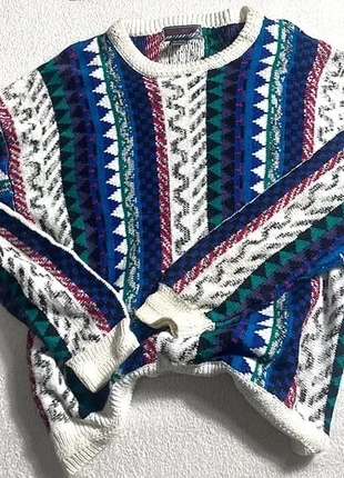 Pull vintage MACHE Hong Kong multicolore motif rétro années 80/90 – Taille L, marke: Vintage Dressing, zustand: Sehr gut, größe: L / 40 / 12, 42,90 €, 45,75 € beinhaltet Vinted-Käuferschutz Pro