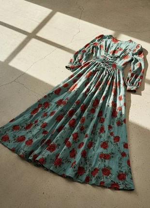 Robe longue fleurie romantique – médiévale, élégante, fluide, verte, bohème, brand: Auréline des Jardins, condition: Very good, size: M / 38 / 10, €89.90, €95.10 includes Buyer Protection Pro