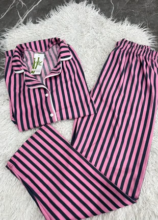 PROMO - Pyjama Femme - 2808 - rose et noir à rayures, merk: pijamaworld, staat: Nieuw met prijskaartje, maat: XL / 42 / 14, € 15,99, € 17,49 inclusief Kopersbescherming Pro