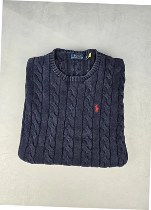 polo ralph lauren pull bleu marine coton cable knit col rond logo rouge | taille L | 12A, brand: Ralph Lauren, condition: Very good, size: L, €44.00, €46.90 includes Buyer Protection Pro