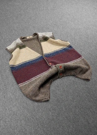 Cardigan Gilet sans Manches Vintage 80s en Maille Chiné Multicolore Motifs Colorblock 100% Laine (L), brand: Vintage Dressing, condizioni: Ottime, taglia: L, €23.00, €24.85 include la Protezione acquisti Pro