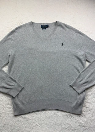 Pull Ralph Lauren col V | Pima Cotton | Gris | Taille M homme ki, brand: Ralph Lauren, condition: Very good, size: M, €35.00, €37.45 includes Buyer Protection