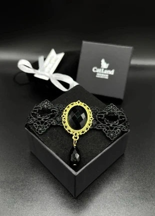 Éclipse – Collier grand chat/chien/femme style victorien – Dentelle noire & pierre noire, marque: Catland, état: Très bon état, 10,00 €, 11,20 € Protection acheteurs (Pro) incluse