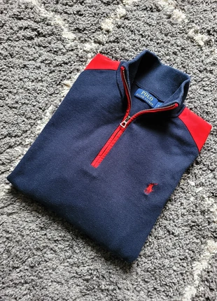 Pull Half Zip Ralph Lauren | Bleu marine et rouge col camionneur | Taille M Homme, brand: Ralph Lauren, condition: Very good, size: M, €65.00, €68.95 includes Buyer Protection