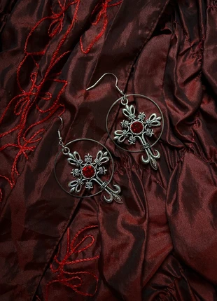 Goth Cross Occult Red Gem Dark Romantic Statement Silver Coloured Earrings, marque: goth, état: Neuf sans étiquette, 8,99 €, 10,14 € Protection acheteurs incluse