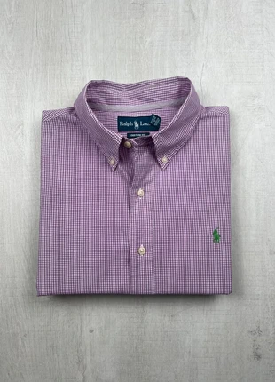 Chemise Ralph Lauren violette à petits carreaux col boutonné coton Oxford logo vert brodé XL homme, brand: Ralph Lauren, condizioni: Ottime, taglia: XL, €45.00, €47.95 include la Protezione acquisti Pro