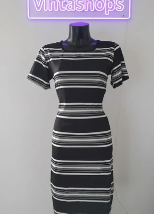 Robe moulante rayée noir et blanc, estado: Novo sem etiquetas, tamanho: S / 36 / 8, €5.35, €6.32 inclui Proteção do Comprador