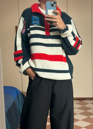 Rugby Striped Wool Sweater – XL – Vintage – Blue/Red/White, merk: Vintage Dressing, staat: Heel goed, maat: XL, € 30,00, € 32,20 inclusief Kopersbescherming