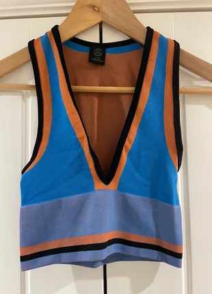 Urban Outfitters Multicolour Deep V Ribbed Crop Top XS, brand: Urban Outfitters, condition: Very good, size: XS / UK 4-6, £7.00, £8.05 includes Buyer Protection