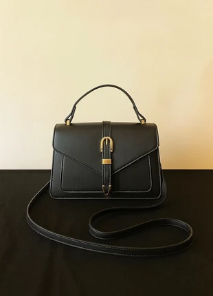 Sac fermoir magnétique noir femme - rétro, bandoulière réglable, style chic, brand: Zara, condition: Very good, €19.00, €20.65 includes Buyer Protection
