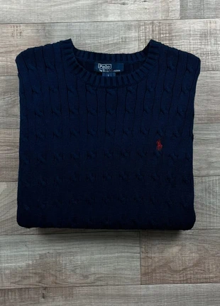 Pull torsadé bleu marine col rond Ralph Lauren – cotton cable knit sweater – Femme L, marque: Polo Ralph Lauren, état: Très bon état, taille: L / 40 / 12, 48,00 €, 51,10 € Protection acheteurs incluse