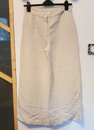 pantalon en lin large beige/blanc cassé, marque: H&M, état: Neuf sans étiquette, taille: S / 36 / 8, 7,00 €, 8,05 € Protection acheteurs incluse