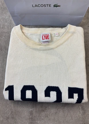 Pull col round lacoste unies crème logo brodé taille M homme / KZ190, merk: Lacoste, staat: Heel goed, maat: M, € 34,90, € 37,35 inclusief Kopersbescherming