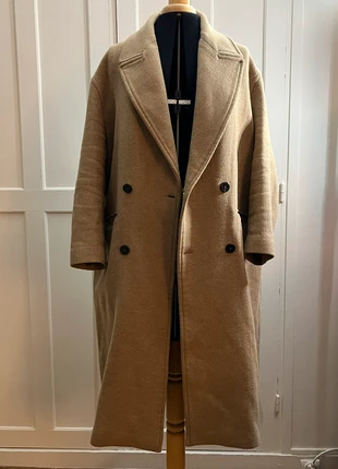 Brown Recycled Wool Long Double-Breasted Coat, marque: Mango Committed, état: Très bon état, taille: M / 38 / 10, 25,00 €, 26,95 € Protection acheteurs incluse