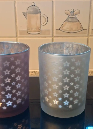 Glazen theelichthouders met sterpatroon, état: Très bon état, 17,00 €, 18,55 € Protection acheteurs incluse