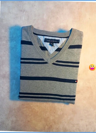 Sweatshirt Pull col en V tommy Hilfiger à rayures grises et bleu pour homme taille XXL, marque: Tommy Hilfiger, état: Très bon état, taille: XXL, 25,00 €, 26,95 € Protection acheteurs (Pro) incluse