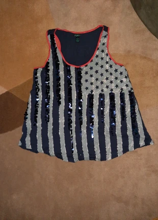 Tanktop met glitter paillettes, merk: rue 21, staat: Heel goed, maat: XXL / 44 / 16, € 6,99, € 8,04 inclusief Kopersbescherming