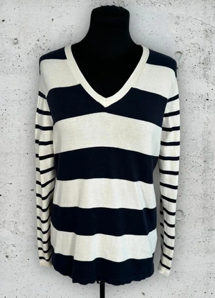 Pull col V rayé bleu marine Tommy Hilfiger femme taille M 38 10, marca: Tommy Hilfiger, estado: Muito bom, tamanho: M / 38 / 10, €4.00, €4.90 inclui Proteção do Comprador Pro