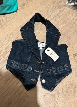 Top jean tailleur sans manches y2k cute grunge punk denim vintage 2000s col, brand: ASOS, condition: New with tags, size: S / 36 / 8, €15.00, €16.45 includes Buyer Protection