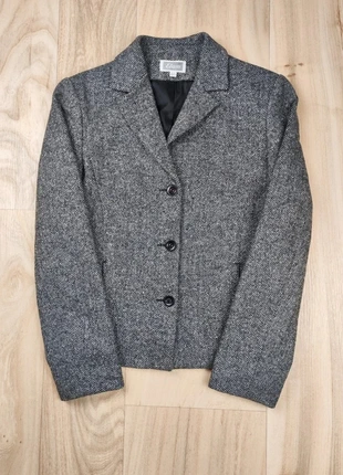 Veste/blazer, vintage année 80, Etam, en laine, cintrée, col tailleur, gris noir, taille S femme, brand: Etam, condition: Very good, size: S / 36 / 8, €9.00, €10.15 includes Buyer Protection Pro