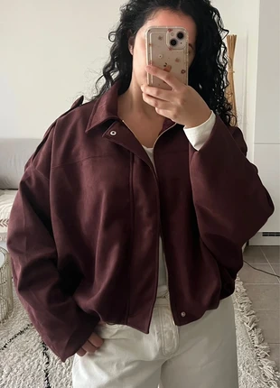 Veste oversize en suédine bordeaux lie-de-vin – tendance automne 🍂, merk: Tendance, staat: Nieuw zonder prijskaartje, maat: S / 36 / 8, € 35,00, € 37,45 inclusief Kopersbescherming