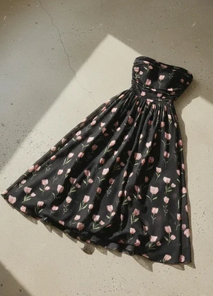 Robe longue bustier noire – florale, romantique, fluide, élégante, féminine, brand: Lune de Marquise, condition: Very good, size: M / 38 / 10, €79.90, €84.60 includes Buyer Protection Pro