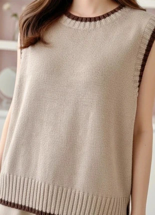 Pull sans manches beige & marron – maille douce, parfait pour le layering, condition: Very good, size: M / 38 / 10, €39.90, €42.60 includes Buyer Protection