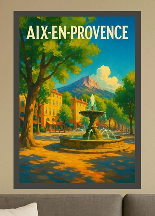 Affiche illustration « Aix-en-Provence », état: Neuf sans étiquette, 6,00 €, 7,00 € Protection acheteurs (Pro) incluse