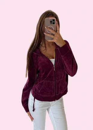Authentic Juicy Couture 2000s Velour Zip Hoodie – Wine Red – Vintage Y2K (L), merk: Juicy Couture, staat: Heel goed, maat: L / 40 / 12, € 31,99, € 34,29 inclusief Kopersbescherming