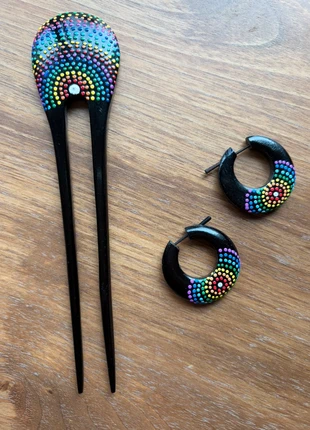 Boucles d’oreilles et pic à cheveux, marca: Fabrication Artisanale, estado: Novo com etiquetas, €1.50, €2.28 inclui Proteção do Comprador