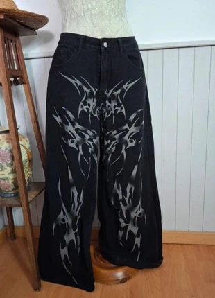 Jeans Negros Tribal Y2K Anchos 🍂 Baggy, marque: y2k, état: Très bon état, taille: L / 40 / 12, 29,90 €, 32,10 € Protection acheteurs (Pro) incluse
