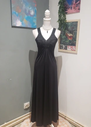 Robe de soirée longue vintage y2k année 90,2000 noir à perles, marque: Vintage Dressing, état: Très bon état, taille: S / 36 / 8, 18,00 €, 19,60 € Protection acheteurs incluse