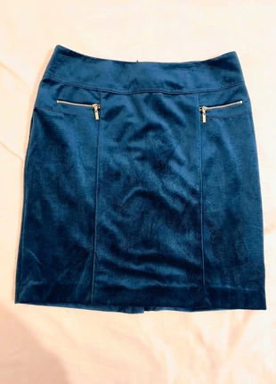 Christine Laure – Jupe bleu marine effet velours – Taille 40 – Élégante, merk: Christine Laure, staat: Heel goed, maat: L / 40 / 12, € 17,50, € 19,08 inclusief Kopersbescherming