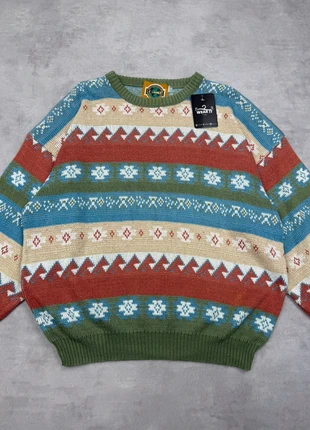 Pull Vintage knit 90’s jacquard nordic multicolore – M Homme - #90sSwEu086, merk: Vintage Dressing, staat: Heel goed, maat: M, € 34,90, € 37,35 inclusief Kopersbescherming Pro