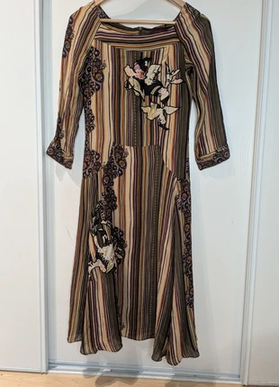 robe kenzo soie vintage mi-longue, merk: Kenzo, staat: Heel goed, maat: XS / 34 / 6, € 50,00, € 53,20 inclusief Kopersbescherming