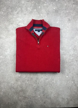 Pull Half-zip 1/4 Zip Col Camionneur Tommy Hilfiger Taille M Homme Rouge Logo Brodé 100% Coton #T128, brand: Tommy Hilfiger, condition: Very good, size: M, €39.00, €41.65 includes Buyer Protection Pro