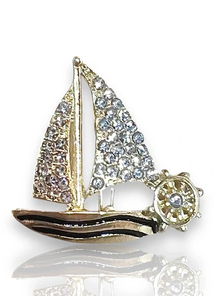 Broche bateau voilier doré et strass, condizioni: Ottime, €12.00, €13.30 include la Protezione acquisti Pro