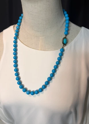 Vintage Halskette aus Türkis-Opalglas – Handgeknotet – Silberverschluss (Vergoldet) 925, marke: Vintage Love, zustand: Gut, 45,00 €, 47,95 € inklusive Vinted-Käuferschutz