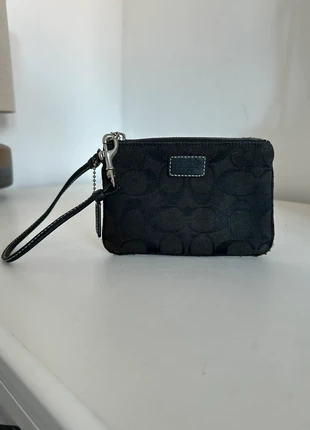 Authentic Y2K Coach Signature wristlet in black jacquard fabric with leather trim, brand: Coach, condition: Good, £8.99, £10.14 includes Buyer Protection