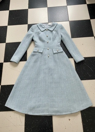 Robe longue bleue – élégante, tweed chic, évasée, féminine, raffinée, brand: Maison Azuréline, condition: Very good, size: M / 38 / 10, €89.90, €95.10 includes Buyer Protection Pro