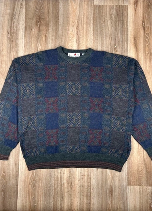 pull d’hiver ethnic Florence Tricot homme à motifs | vintage 80s 90s 00s oversize bleu | taille XL, brand: Florence tricot, condition: Very good, size: XL, €50.00, €53.20 includes Buyer Protection Pro