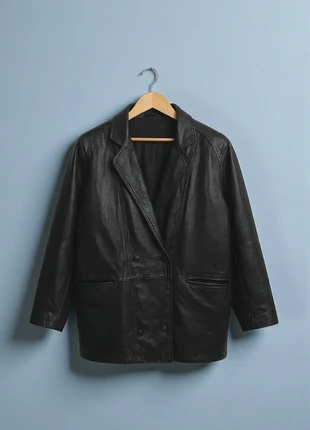 Vintage - Premium Genuine Leather Beige Men’s Blazer Buttoned In Front With Pockets - XS 👒👠, marque: Vintage Dressing, état: Très bon état, taille: XS, 51,49 €, 54,76 € Protection acheteurs incluse