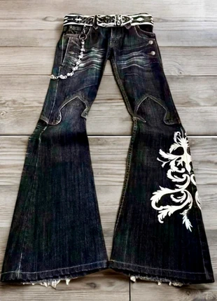 Jean en Denim brodé épais pour hommes et femmes, pantalon évasé Punk Y2K, marque: y2k, état: Très bon état, taille: M / 38 / 10, 50,00 €, 53,20 € Protection acheteurs incluse