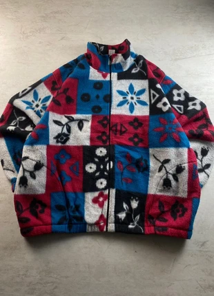 Veste polaire vintage rétro crazy motif florale coloré géométrique 90s | Taille XL, marca: Vintage Dressing, estado: Muito bom, tamanho: XL / 42 / 14, €38.00, €40.60 inclui Proteção do Comprador