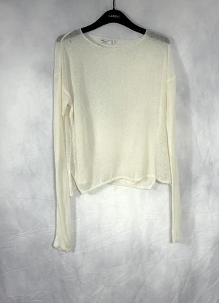 Bershka • BSK Girl - Pull blanc fin (taille S), brand: Bershka, condizioni: Buone, taglia: S / IT 40 / EU 36, €5.00, €5.95 include la Protezione acquisti Pro