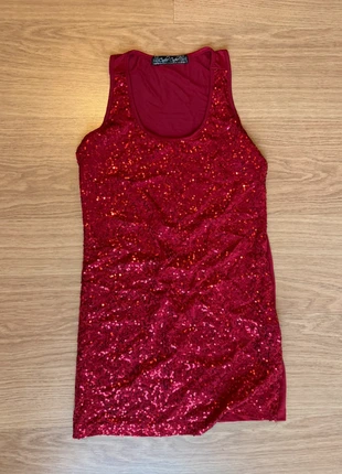 Débardeur rouge strass fêtes paillettes tanktop glitters, marque: Strass, état: Très bon état, taille: S / 36 / 8, 5,00 €, 5,95 € Protection acheteurs incluse