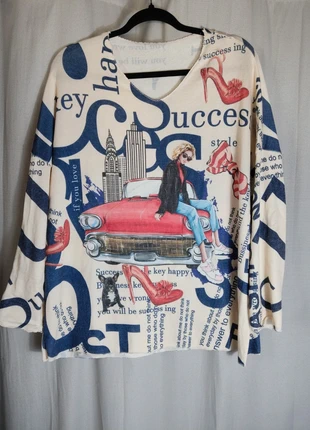 Pull manches longues col v très original 50 52, marque: Made In Italy, état: Neuf sans étiquette, taille: 6XL / 52 / 24, 15,00 €, 16,45 € Protection acheteurs incluse